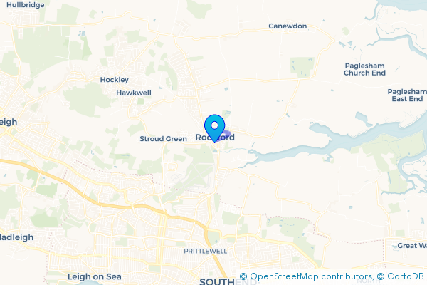 Coach Hire route map for Rochford, Essex