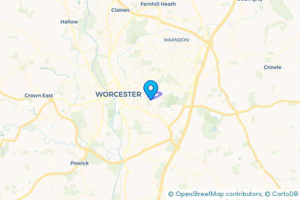Coach Hire route map for Ronkswood, Worcestershire