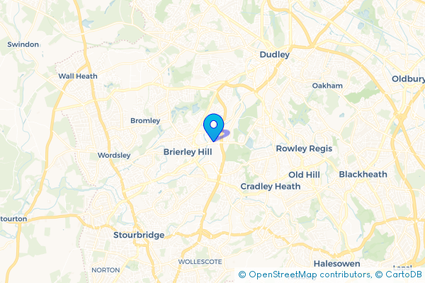 Coach Hire route map for Round Oak, West Midlands
