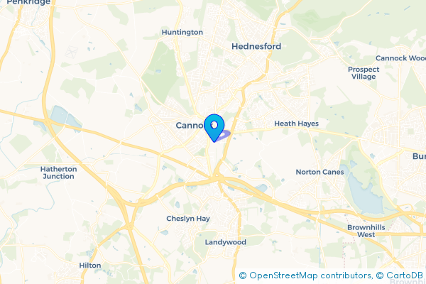 Coach Hire route map for Rumer Hill, Staffordshire