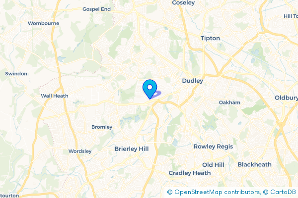 Coach Hire route map for Russell's Hall, West Midlands