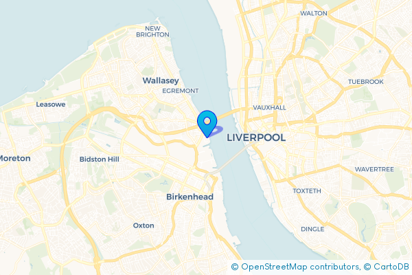 Coach Hire route map for Seacombe, Merseyside