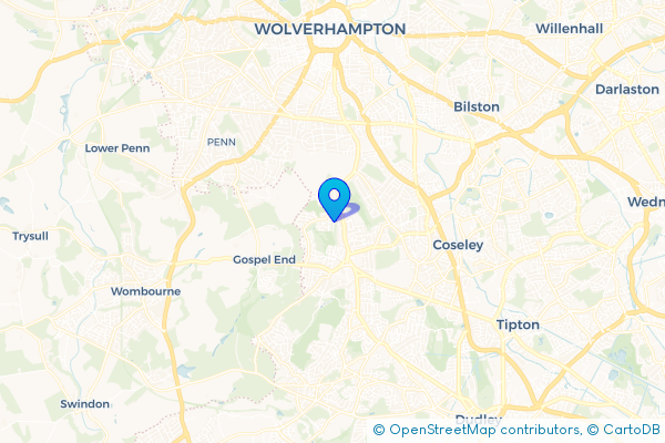 Coach Hire route map for Sedgley, West Midlands
