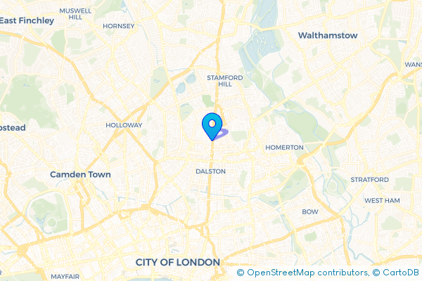 Coach Hire route map for Shacklewell, Greater London