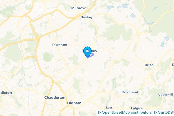 Coach Hire route map for Shaw, Greater Manchester