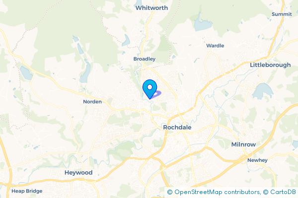 Coach Hire route map for Shawclough, Greater Manchester