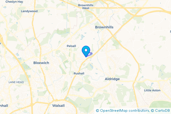 Coach Hire route map for Shelfield, West Midlands
