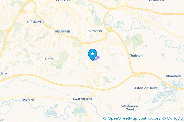Coach Hire route map for Shelton Lock, Derbyshire