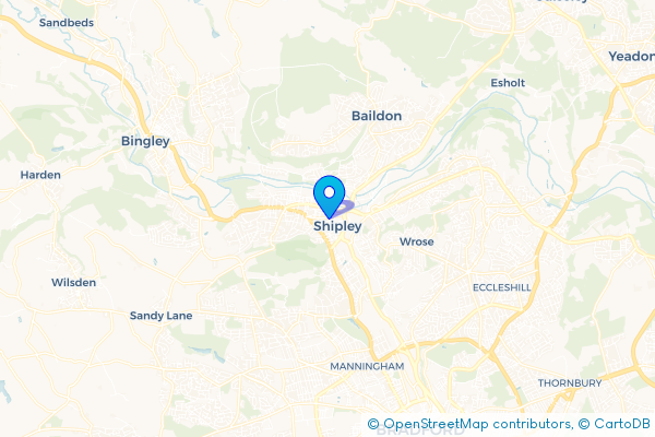 Coach Hire route map for Shipley, West Yorkshire
