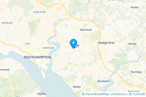 Coach Hire route map for Sholing Common, Hampshire