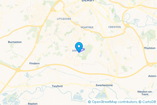 Coach Hire route map for Sinfin, Derbyshire