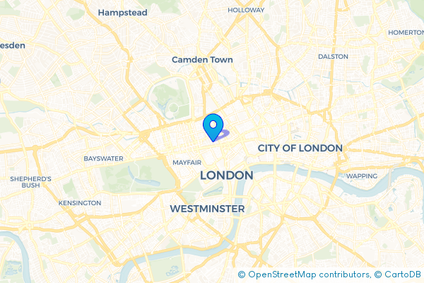 Coach Hire route map for Soho, Greater London