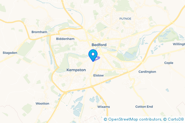 Coach Hire route map for South End, Bedfordshire