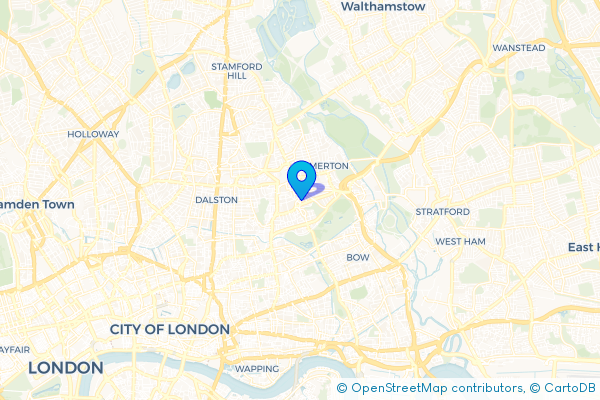 Coach Hire route map for South Hackney, Greater London