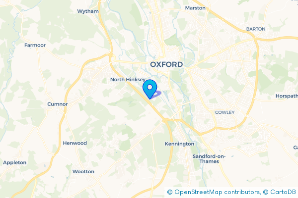 Coach Hire route map for South Hinksey, Oxfordshire