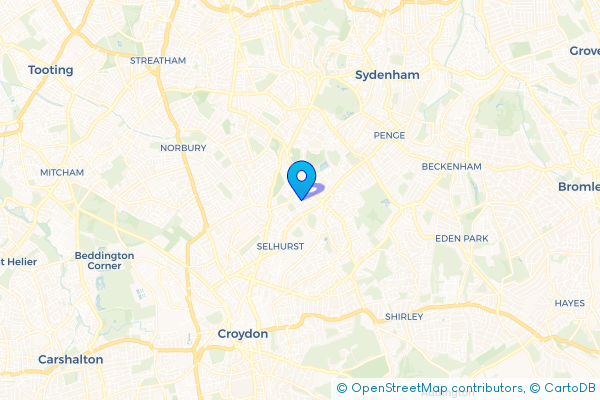 Coach Hire route map for South Norwood, Greater London