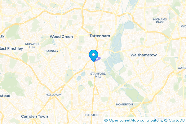 Coach Hire route map for South Tottenham, Greater London
