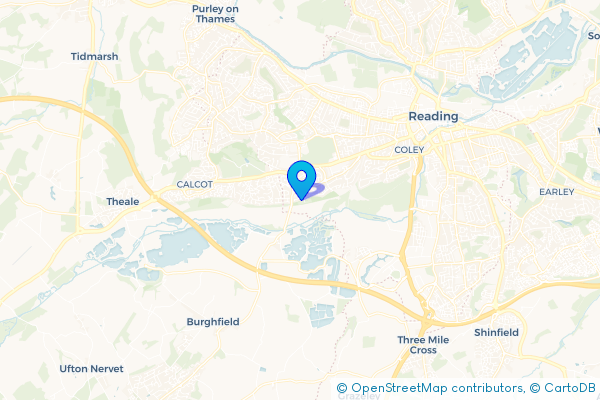 Coach Hire route map for Southcote, Berkshire
