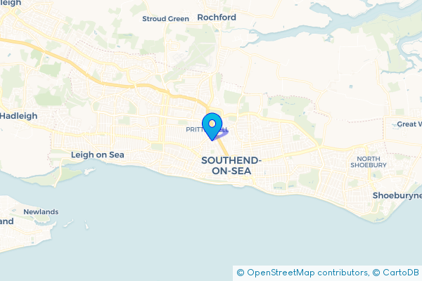 Coach Hire route map for Southend-on-Sea, Essex