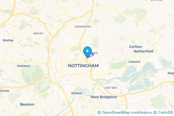 Coach Hire route map for St Ann's, Nottinghamshire