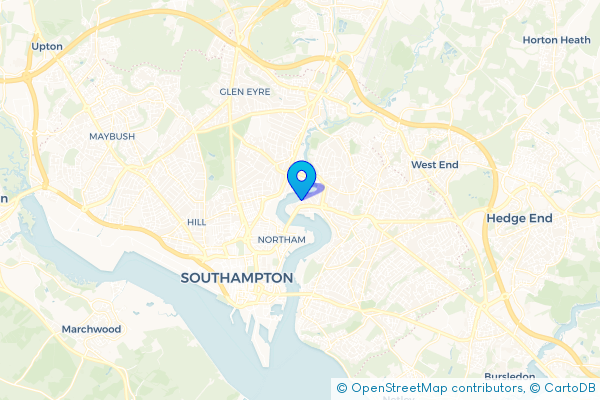 Coach Hire route map for St Denys, Hampshire