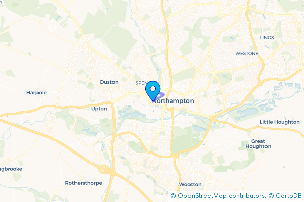 Coach Hire route map for St James's End, Northamptonshire