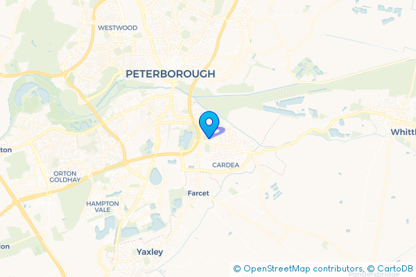 Coach Hire route map for Stanground, Cambridgeshire