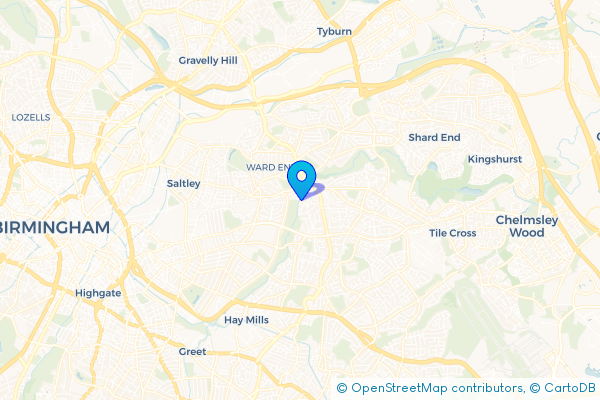 Coach Hire route map for Stechford, West Midlands