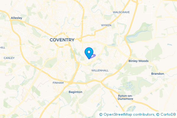 Coach Hire route map for Stoke Aldermoor, West Midlands