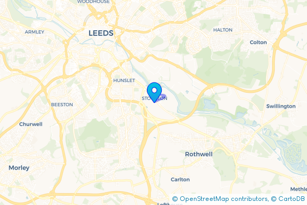 Coach Hire route map for Stourton, West Yorkshire