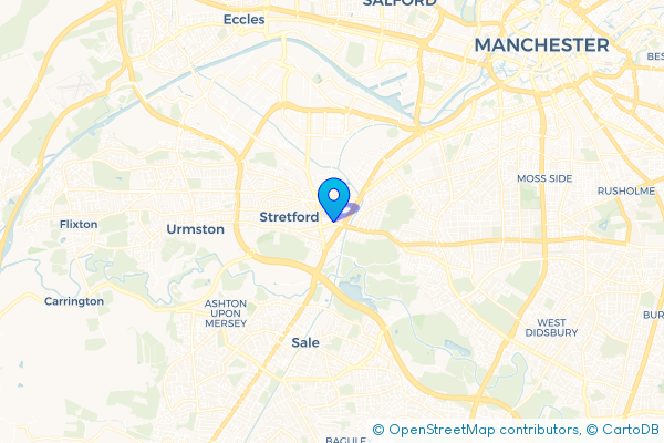 Coach Hire route map for Stretford, Greater Manchester