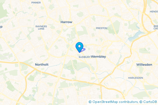 Coach Hire route map for Sudbury, Greater London