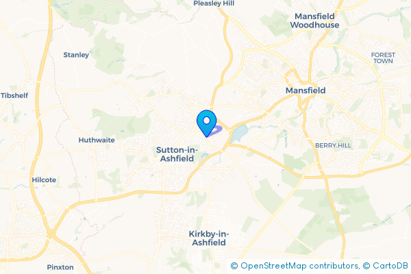 Coach Hire route map for Sutton Forest Side, Nottinghamshire