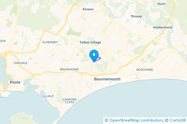 Coach Hire route map for Talbot Woods, Dorset