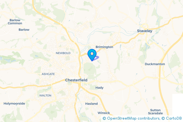Coach Hire route map for Tapton, Derbyshire