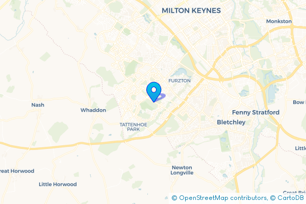 Coach Hire route map for Tattenhoe, Buckinghamshire