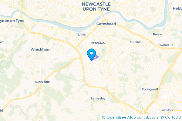 Coach Hire route map for Team Valley, Tyne and Wear