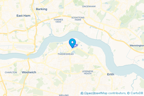 Coach Hire route map for Thamesmead, Greater London