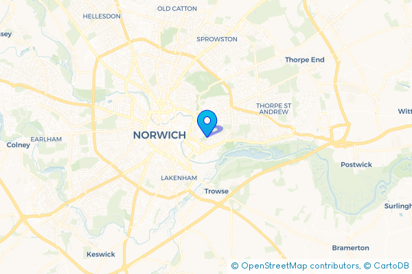 Coach Hire route map for Thorpe Hamlet, Norfolk
