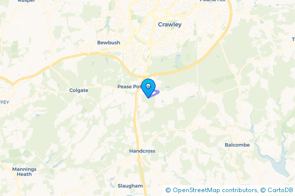 Coach Hire route map for Tilgate Forest Row, West Sussex