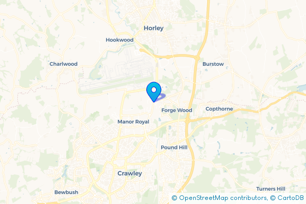 Coach Hire route map for Tinsley Green, West Sussex