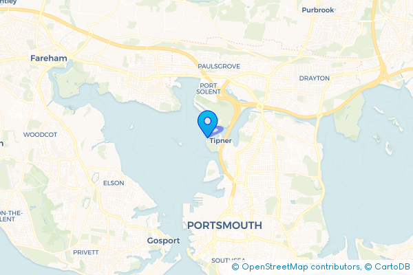 Coach Hire route map for Tipner, Hampshire