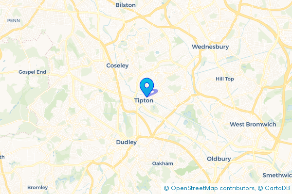 Coach Hire route map for Tipton, West Midlands