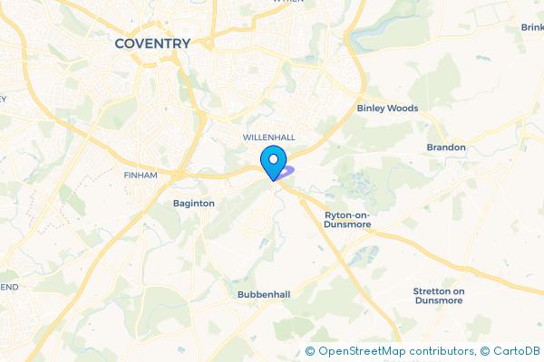 Coach Hire route map for Tollbar End, West Midlands