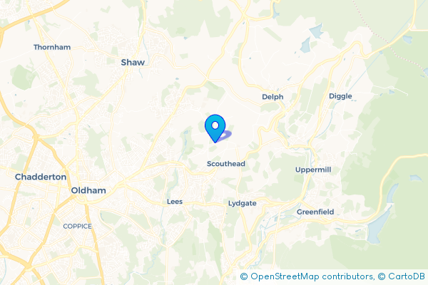 Coach Hire route map for Top o' th' Meadows, Greater Manchester