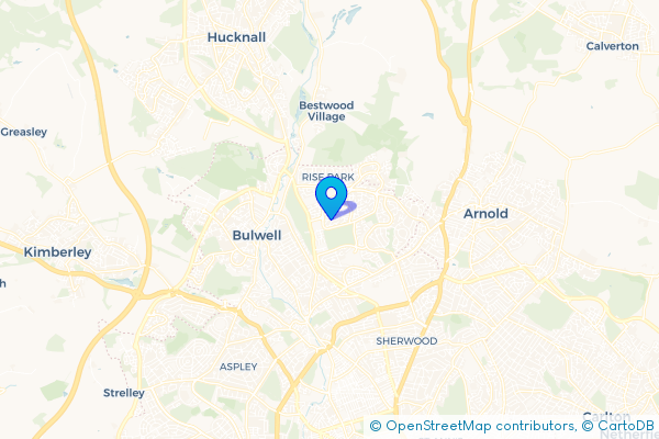 Coach Hire route map for Top Valley, Nottinghamshire