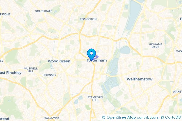 Coach Hire route map for Tottenham, Greater London