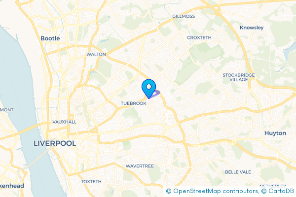 Coach Hire route map for Tuebrook, Merseyside