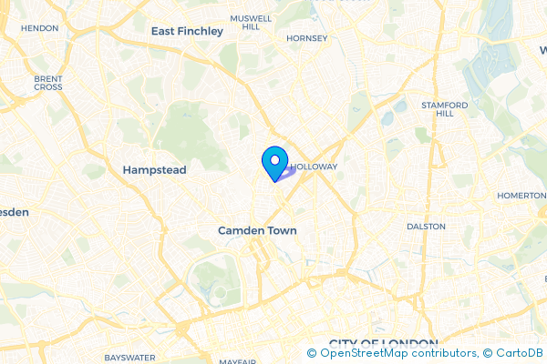 Coach Hire route map for Tufnell Park, Greater London