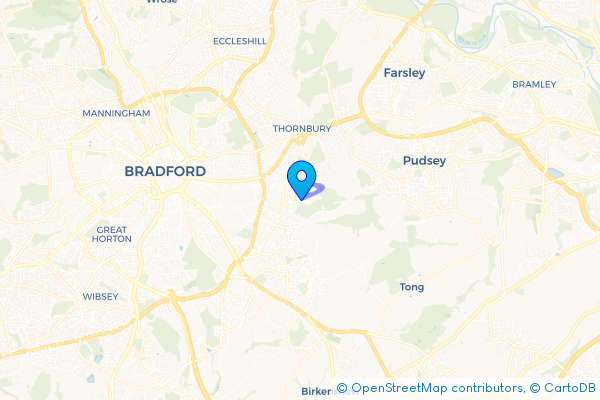 Coach Hire route map for Tyersal, West Yorkshire